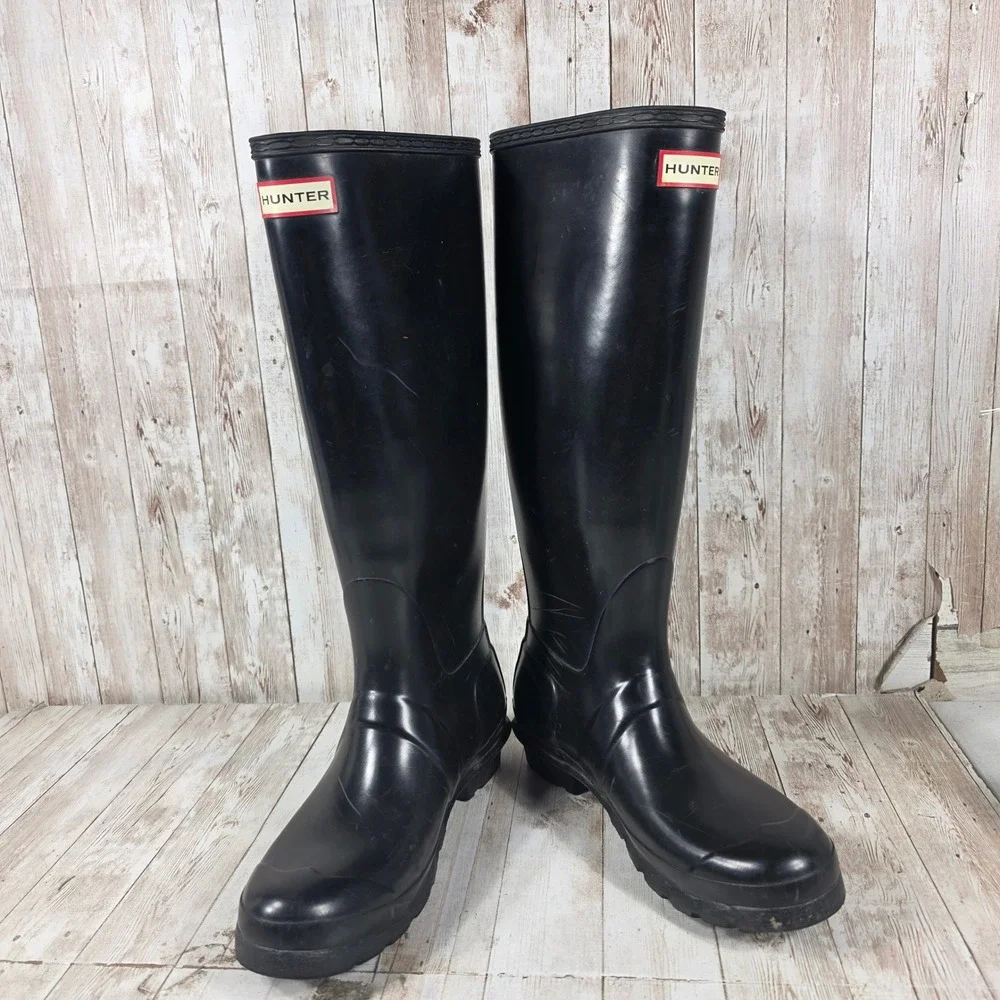 Hunter Original Tall Black Rubber Rain Boots Womens Size 9 Waterproof Wellies
